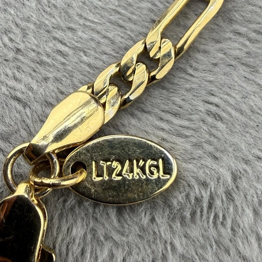 Vintage LifeTime Bracelet Gold Figaro Chain 24KT GL 9